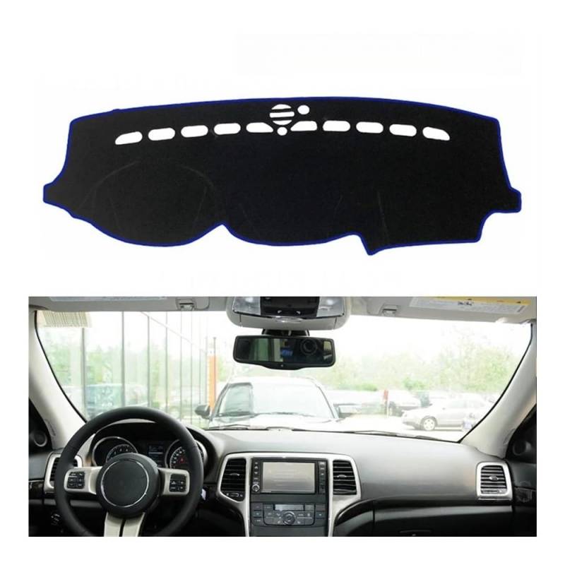 Auto Dashboard Abckung Matte Polyester Für Jeep Für Grand Für Cherokee Für WK2 2011–2019 Autozubehör Armaturenbrett Sonnenschutz Teppich Armaturenbrett-Abckung Schutzpolster(Blue Edge,LHD) von CVZSD