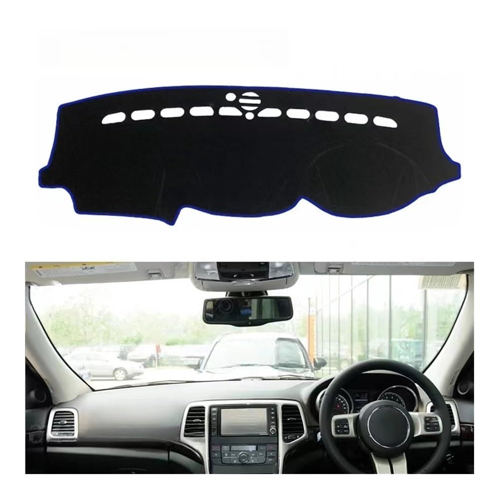 Auto Dashboard Abckung Matte Polyester Für Jeep Für Grand Für Cherokee Für WK2 2011–2019 Autozubehör Armaturenbrett Sonnenschutz Teppich Armaturenbrett-Abckung Schutzpolster(Blue Edge,RHD) von CVZSD