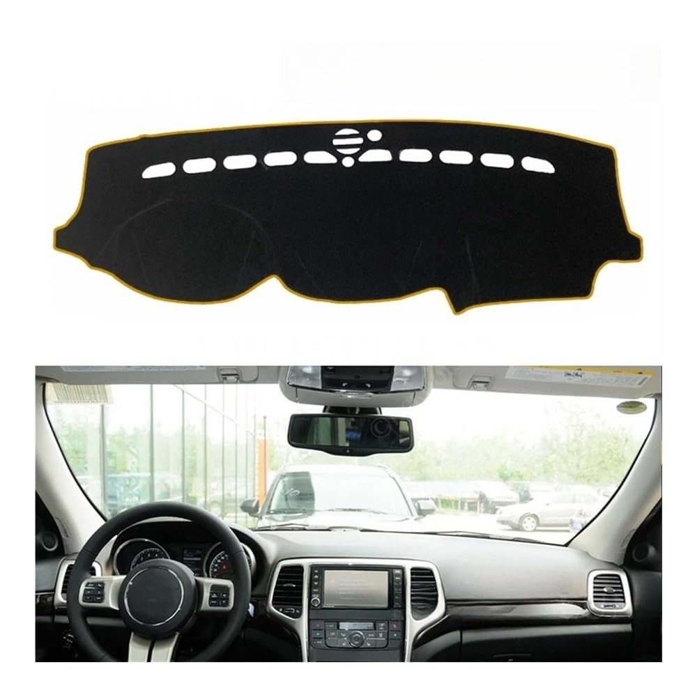 Auto Dashboard Abckung Matte Polyester Für Jeep Für Grand Für Cherokee Für WK2 2011–2019 Autozubehör Armaturenbrett Sonnenschutz Teppich Armaturenbrett-Abckung Schutzpolster(Brown Edge,LHD) von CVZSD