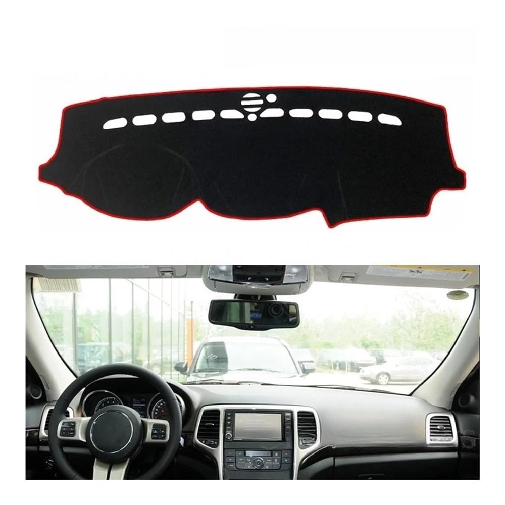 Auto Dashboard Abckung Matte Polyester Für Jeep Für Grand Für Cherokee Für WK2 2011–2019 Autozubehör Armaturenbrett Sonnenschutz Teppich Armaturenbrett-Abckung Schutzpolster(Red Edge,LHD) von CVZSD