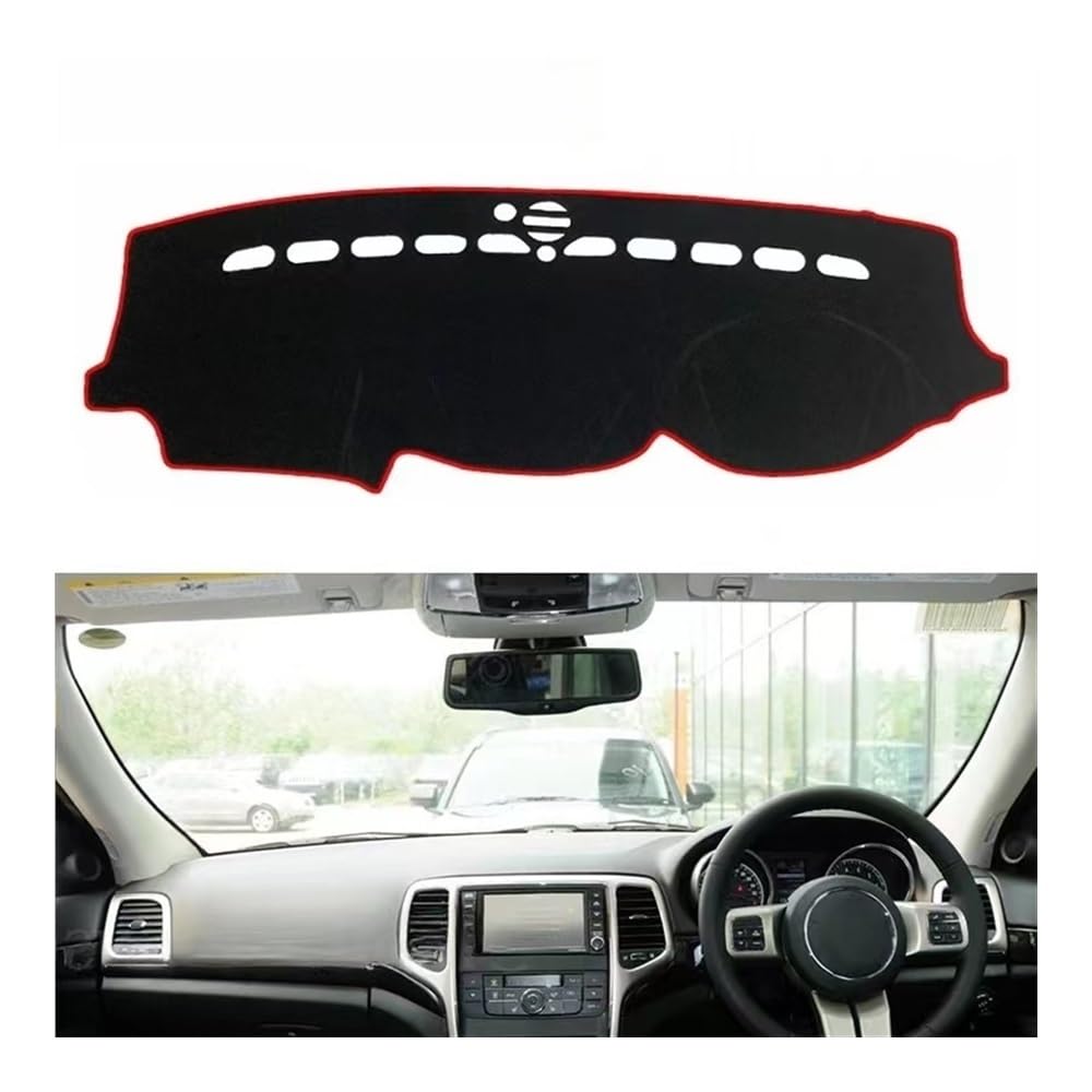 Auto Dashboard Abckung Matte Polyester Für Jeep Für Grand Für Cherokee Für WK2 2011–2019 Autozubehör Armaturenbrett Sonnenschutz Teppich Armaturenbrett-Abckung Schutzpolster(Red Edge,RHD) von CVZSD