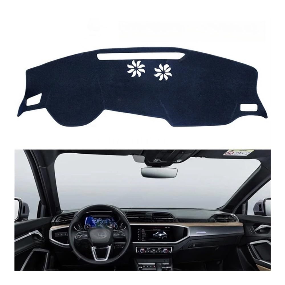 Auto Dashboard Abckung Matte Polyester Für Q3 Für F3 Für S-Linie Für RS 2019–2022 Autozubehör Armaturenbrett Sonnenschutz Teppich Armaturenbrett-Abckung Schutzpolster(Black Edge,LHD) von CVZSD