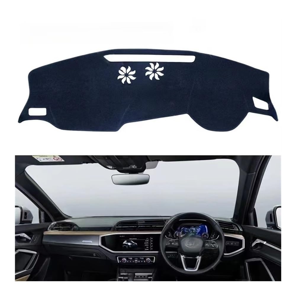 Auto Dashboard Abckung Matte Polyester Für Q3 Für F3 Für S-Linie Für RS 2019–2022 Autozubehör Armaturenbrett Sonnenschutz Teppich Armaturenbrett-Abckung Schutzpolster(Black Edge,RHD) von CVZSD