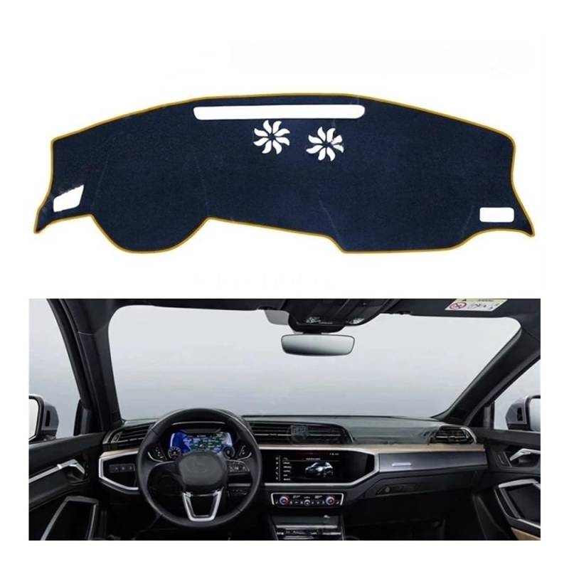 Auto Dashboard Abckung Matte Polyester Für Q3 Für F3 Für S-Linie Für RS 2019–2022 Autozubehör Armaturenbrett Sonnenschutz Teppich Armaturenbrett-Abckung Schutzpolster(Brown Edge,LHD) von CVZSD