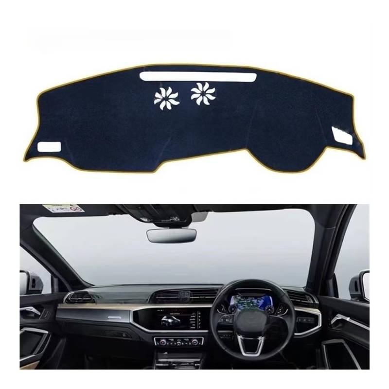 Auto Dashboard Abckung Matte Polyester Für Q3 Für F3 Für S-Linie Für RS 2019–2022 Autozubehör Armaturenbrett Sonnenschutz Teppich Armaturenbrett-Abckung Schutzpolster(Brown Edge,RHD) von CVZSD