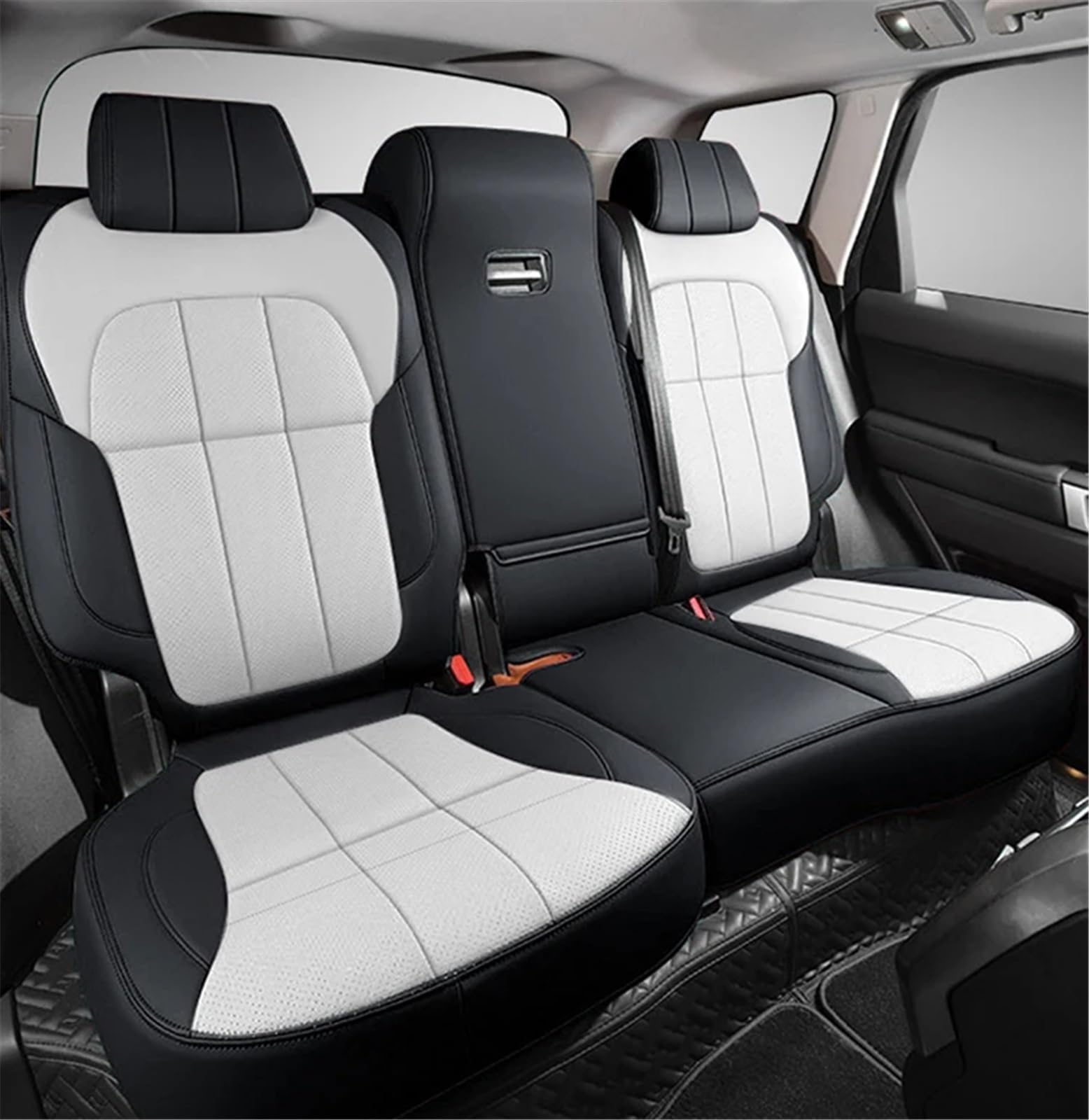 CVZXSDWLL Kompatibel Mit Mitsubishi Für Outlander 2023 Autositzbezug 360 ° Surround Auto Accesorios Innenschutzpolster Auto Vorder- Und Rücksitzbezug Schonbezug Autositz(Black,Rear) von CVZXSDWLL