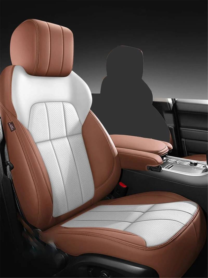 CVZXSDWLL Kompatibel Mit Mitsubishi Für Outlander 2023 Autositzbezug 360 ° Surround Auto Accesorios Innenschutzpolster Auto Vorder- Und Rücksitzbezug Schonbezug Autositz(Brown,Front) von CVZXSDWLL