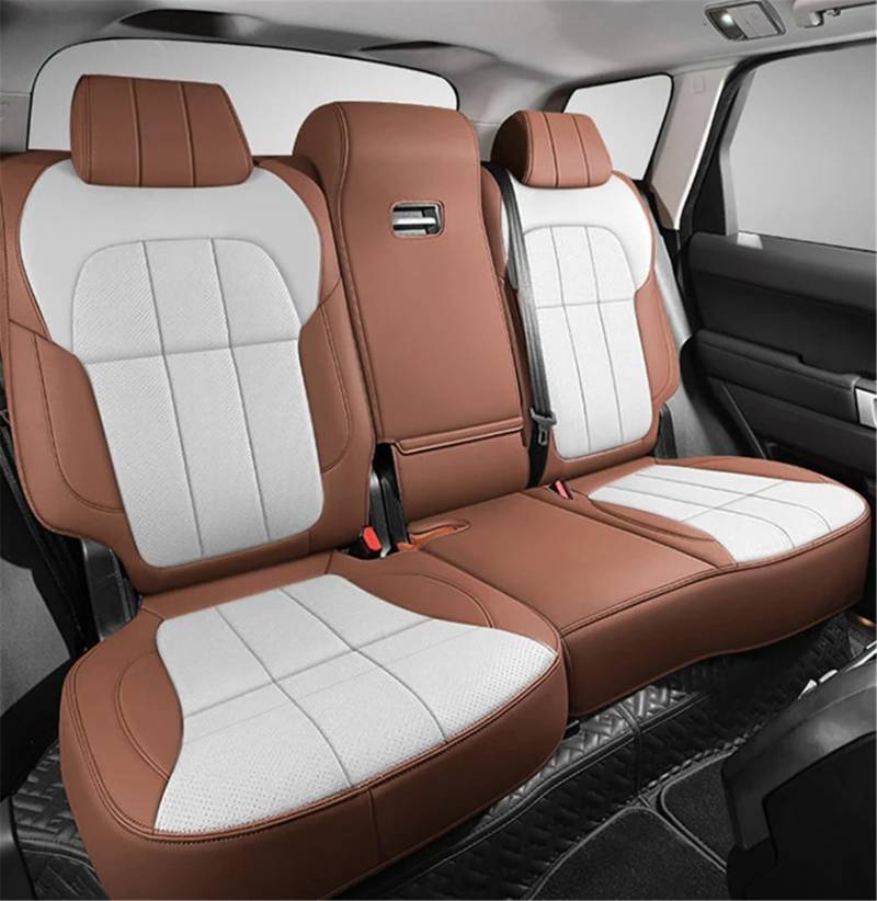 CVZXSDWLL Kompatibel Mit Mitsubishi Für Outlander 2023 Autositzbezug 360 ° Surround Auto Accesorios Innenschutzpolster Auto Vorder- Und Rücksitzbezug Schonbezug Autositz(Brown,Rear) von CVZXSDWLL