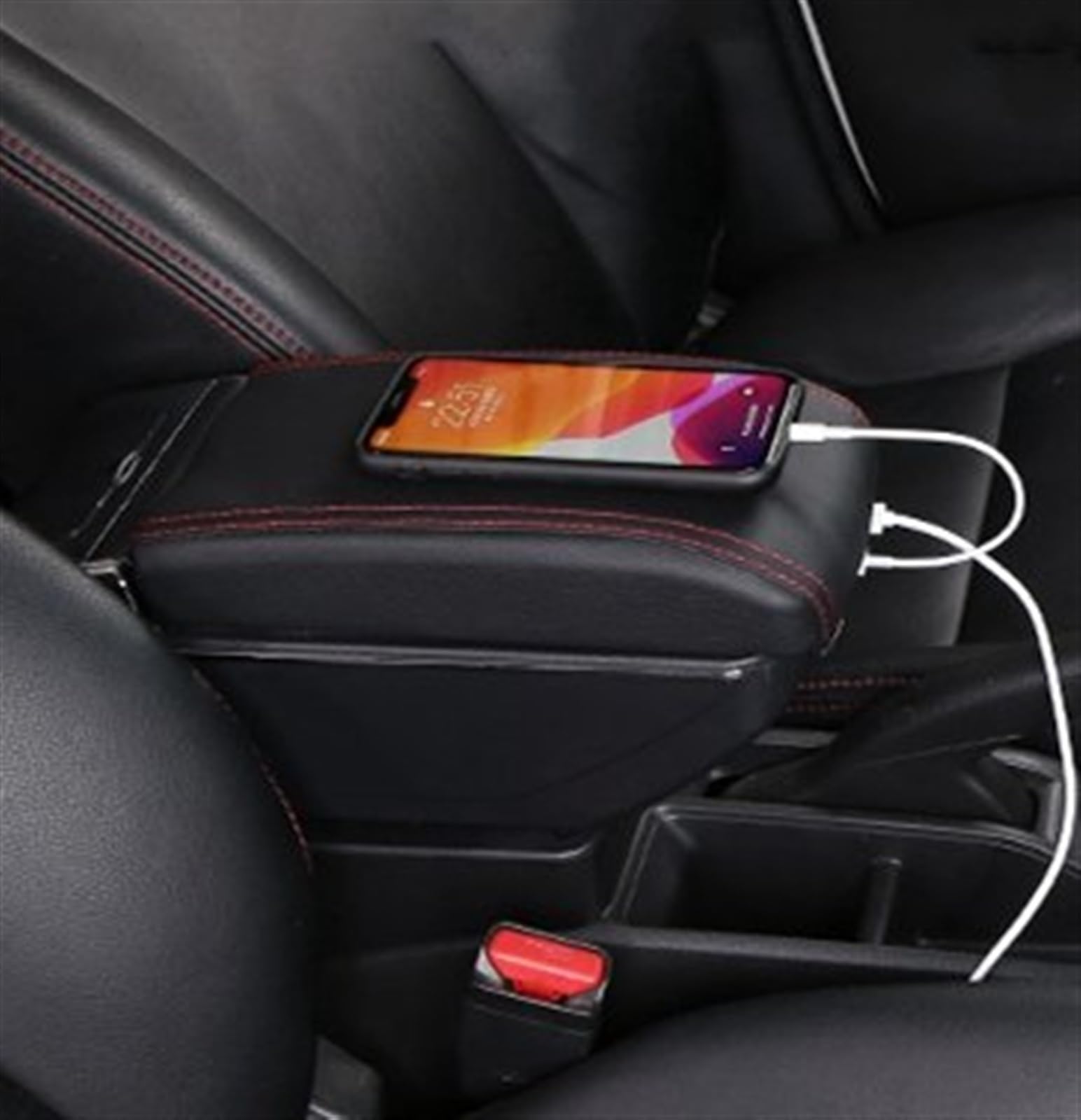 CVZXSDWLL Kompatibel Mit Suzuki Für Swift 2005–2019 2020 2021 2022, Autokonsolen-Organizer, Doppellagige Armlehnenbox Mit Getränkehalter, 7 USB-Ersatzteile Automobilinnenraum(2) von CVZXSDWLL