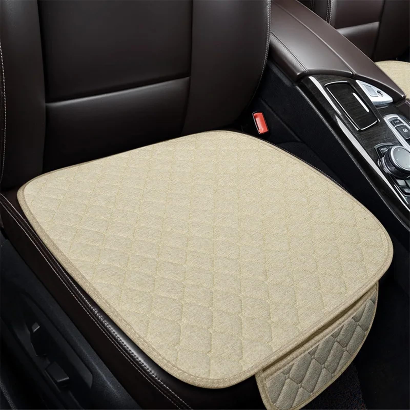 CVZXSDWLL Universal Atmungsaktive Auto Sitzbezug Set Autos Sitzbezüge Kissen Vier Jahreszeiten Schutz Auto Zubehör Auto Sitz Schutz Pads Schonbezug Autositz(Beige,C) von CVZXSDWLL