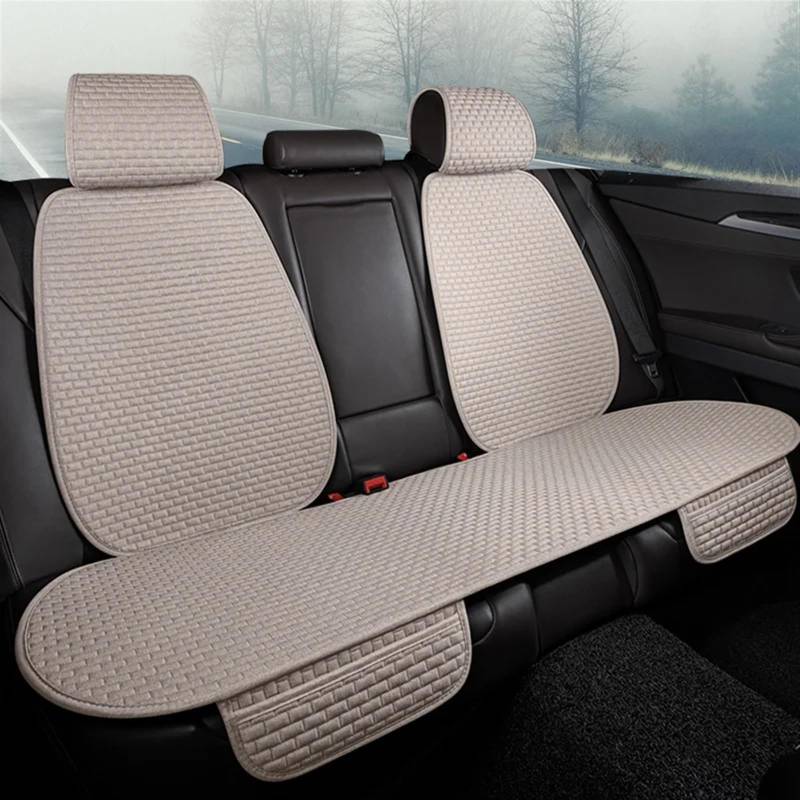 CVZXSDWLL Universal Auto Sitz Abdeckung Vorne Hinten Auto Kissen Atmungsaktive Sitz Pad Auto Schutz Matte Innen Zubehör Auto Sitz Schutz Pads Schonbezug Autositz(Beige,Rear seat pad) von CVZXSDWLL