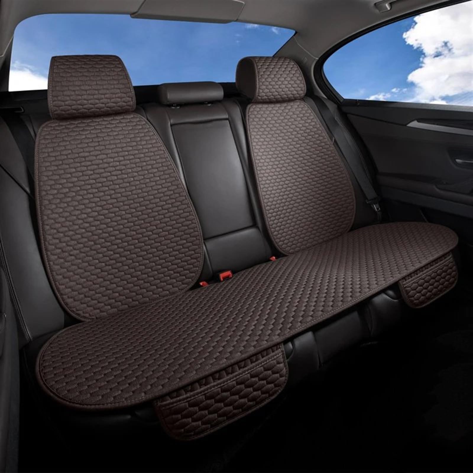 CVZXSDWLL Universal Auto Sitz Abdeckung Vorne Hinten Auto Kissen Atmungsaktive Sitz Pad Auto Schutz Matte Innen Zubehör Auto Sitz Schutz Pads Schonbezug Autositz(Brown,Rear seat pad) von CVZXSDWLL