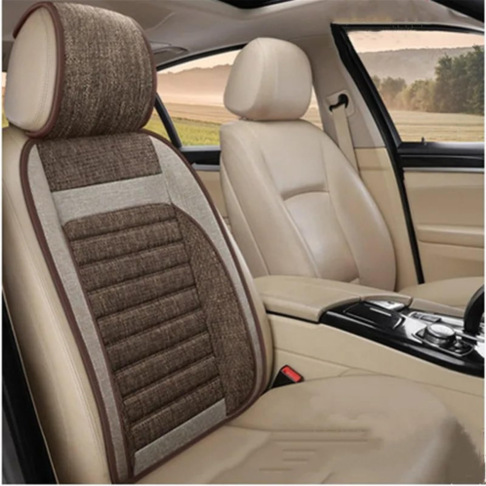 CVZXSDWLL Universal Auto Sitz Schutz Abdeckung Sitz Matte Auto Innen Zubehör Atmungsaktive Sitzkissen Auto Kissen Schutz Matte Automobil Innen Schonbezug Autositz(Brown,Backrest) von CVZXSDWLL