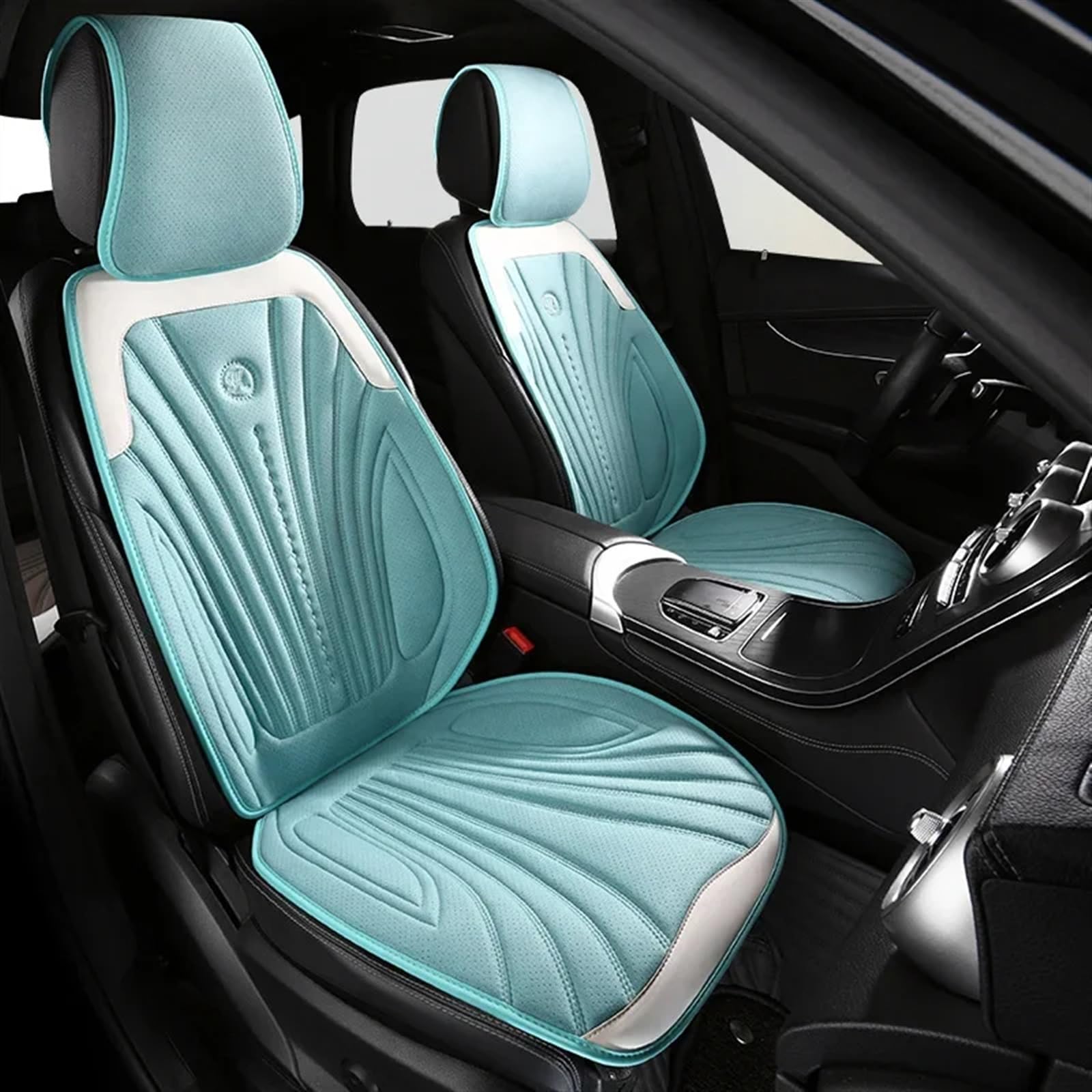 CVZXSDWLL Universal Auto Sitzbezüge Atmungsaktive Sitzkissen Auto Stuhl Matte Schutz Dekoration Vier Jahreszeiten Auto Vorne/hinten Sitz Abdeckung Schonbezug Autositz(Blue,2X Front Seats) von CVZXSDWLL