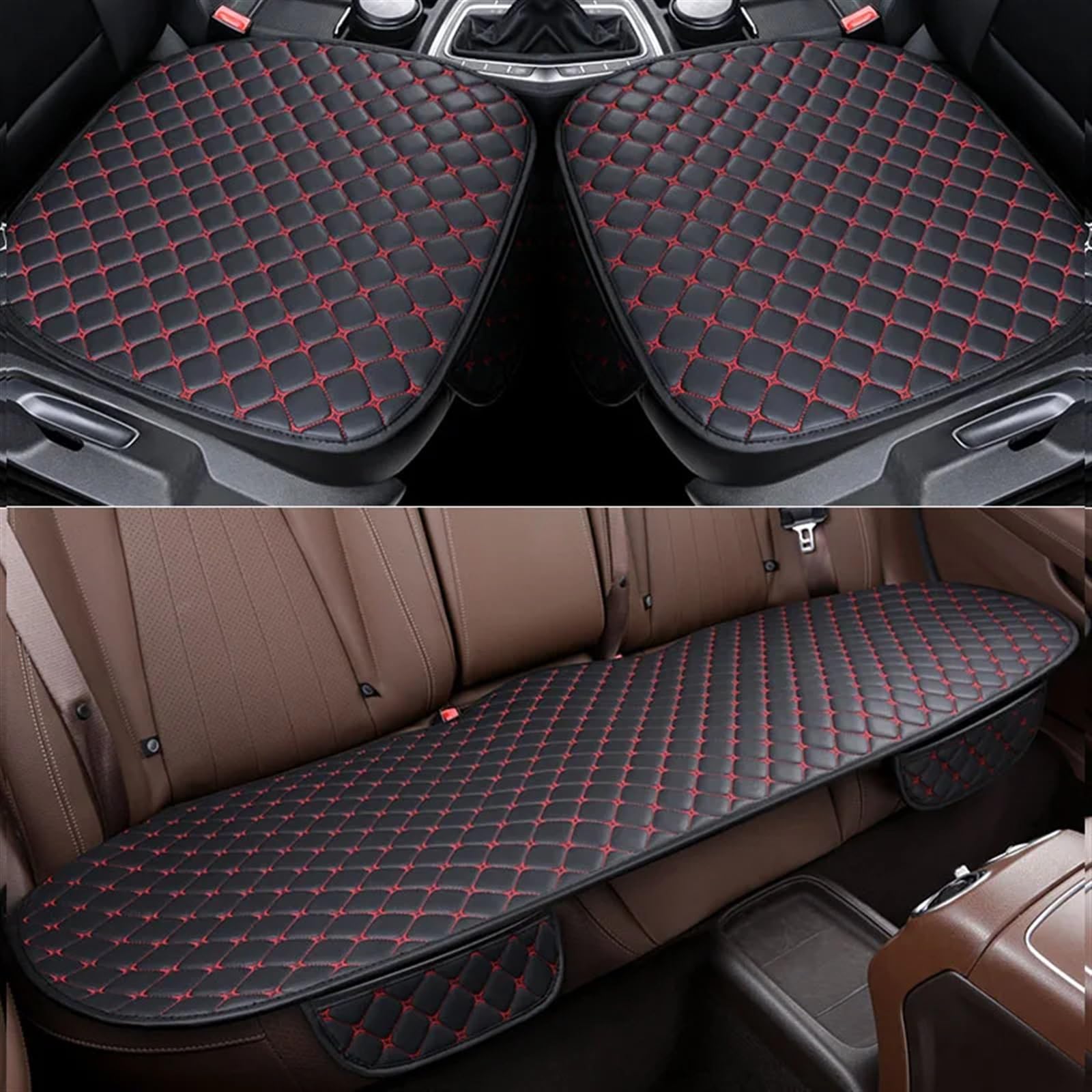 CVZXSDWLL Universal Auto Sitzbezüge Auto Für Seat Protector Vier Jahreszeiten Auto Sitzkissen Stuhl Teppich Pad Auto Zubehör Auto Kissen Schonbezug Autositz(Red,Full Set) von CVZXSDWLL