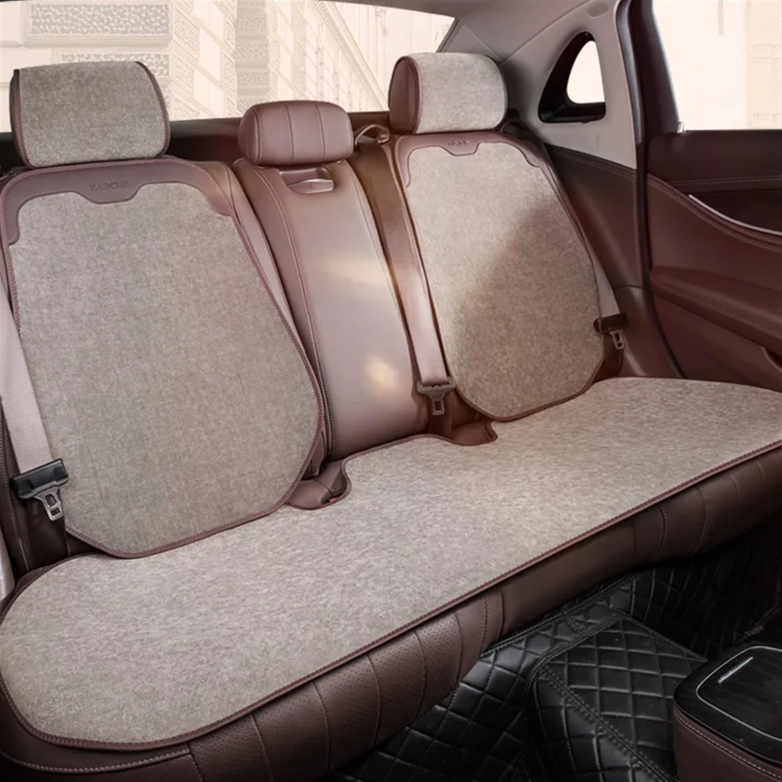 CVZXSDWLL Universal Auto Sitzbezüge Auto Kissen Schutz Vorne/Hinten Auto Pads Atmungsaktive Sitz Pad Auto Abdeckungen Automobil Innen Zubehör Schonbezug Autositz(Beige,C) von CVZXSDWLL