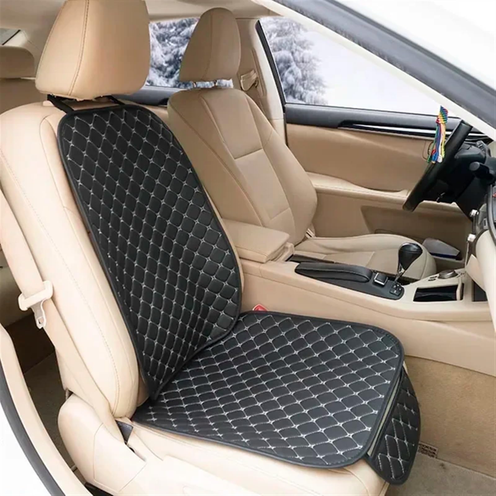 CVZXSDWLL Universal Auto Sitzbezüge Set Vier Jahreszeiten Vorne Hinten Seat Protector Auto Sitzkissen Pad Matte Auto Innen Zubehör Schonbezug Autositz(White,Front backrest) von CVZXSDWLL