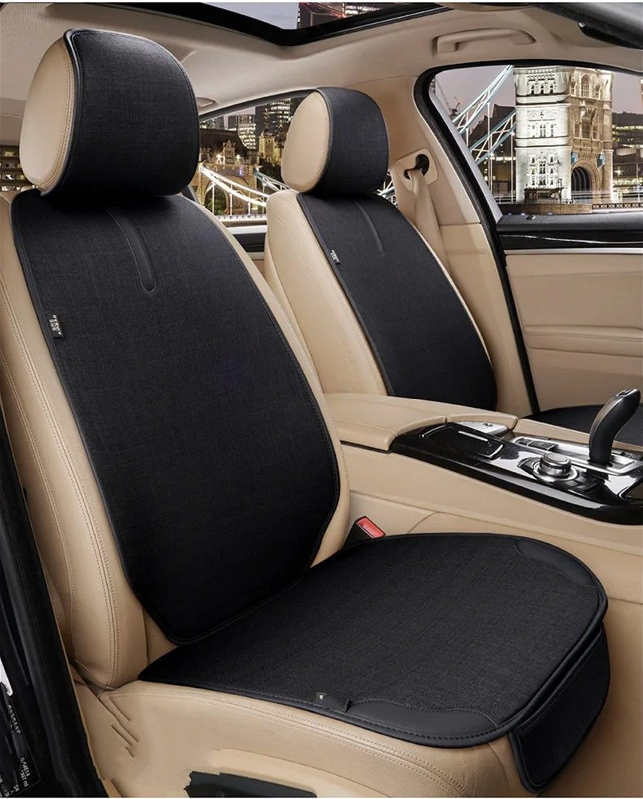 CVZXSDWLL Universal Auto Sitzbezug Kissen Automotive Seat Protector Kissen Auto Sitz Pad Auto Vorne Hinten Sitz Abdeckung Automobil Innen Schonbezug Autositz(Black,1pc Front) von CVZXSDWLL