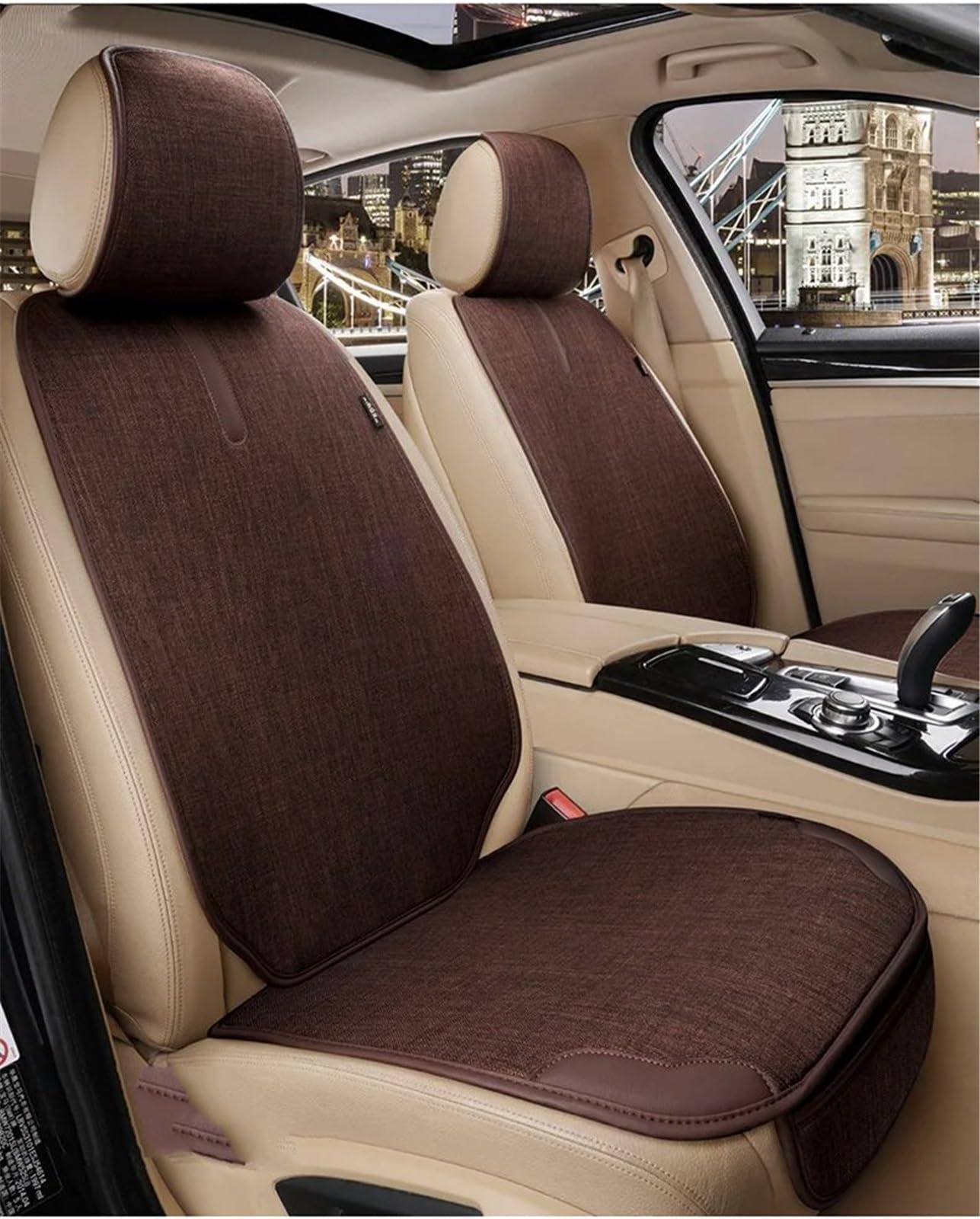 CVZXSDWLL Universal Auto Sitzbezug Kissen Automotive Seat Protector Kissen Auto Sitz Pad Auto Vorne Hinten Sitz Abdeckung Automobil Innen Schonbezug Autositz(Brown,1pc Front) von CVZXSDWLL