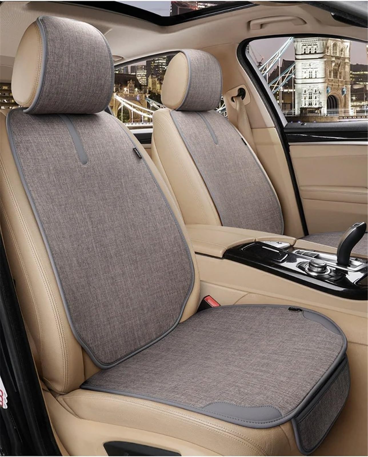 CVZXSDWLL Universal Auto Sitzbezug Kissen Automotive Seat Protector Kissen Auto Sitz Pad Auto Vorne Hinten Sitz Abdeckung Automobil Innen Schonbezug Autositz(Gray,1pc Front) von CVZXSDWLL