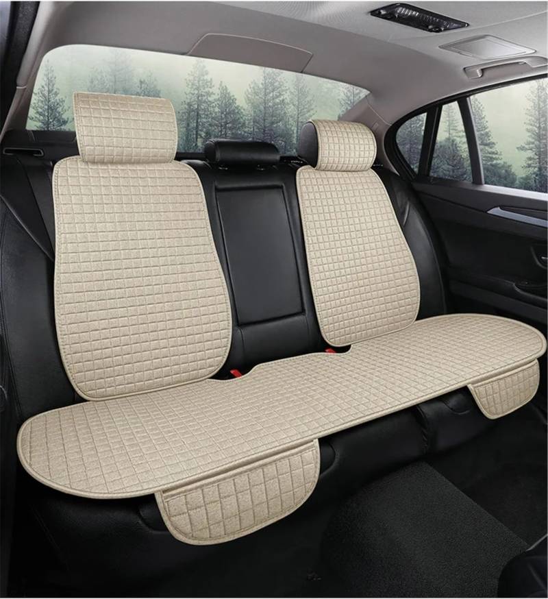 CVZXSDWLL Universal Auto Stuhl Sitzbezüge Kissen Schutz Matte Fahrzeug Liefert Vorne Hinten Pad Atmungsaktive Auto Sitz Schutz Pads Schonbezug Autositz(Beige,Rear) von CVZXSDWLL