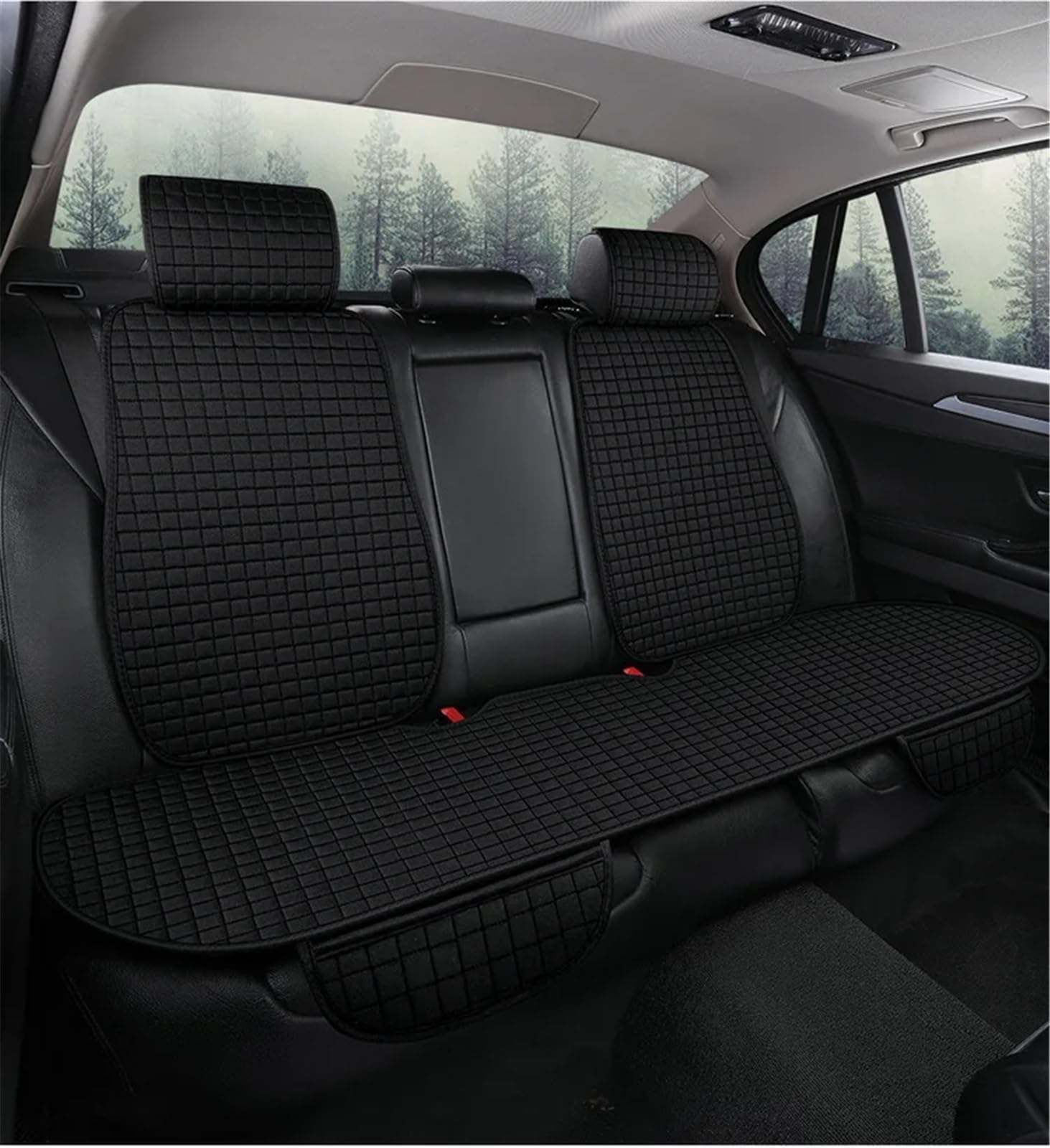 CVZXSDWLL Universal Auto Stuhl Sitzbezüge Kissen Schutz Matte Fahrzeug Liefert Vorne Hinten Pad Atmungsaktive Auto Sitz Schutz Pads Schonbezug Autositz(Black,Rear) von CVZXSDWLL