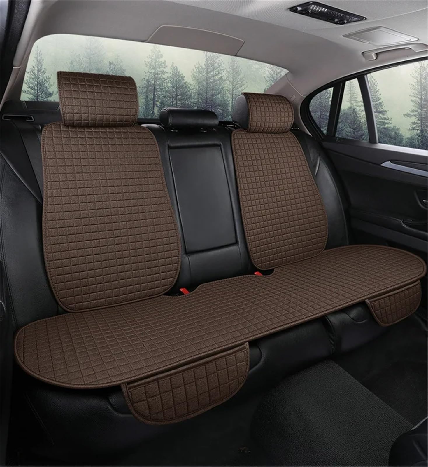 CVZXSDWLL Universal Auto Stuhl Sitzbezüge Kissen Schutz Matte Fahrzeug Liefert Vorne Hinten Pad Atmungsaktive Auto Sitz Schutz Pads Schonbezug Autositz(Brown,Rear) von CVZXSDWLL