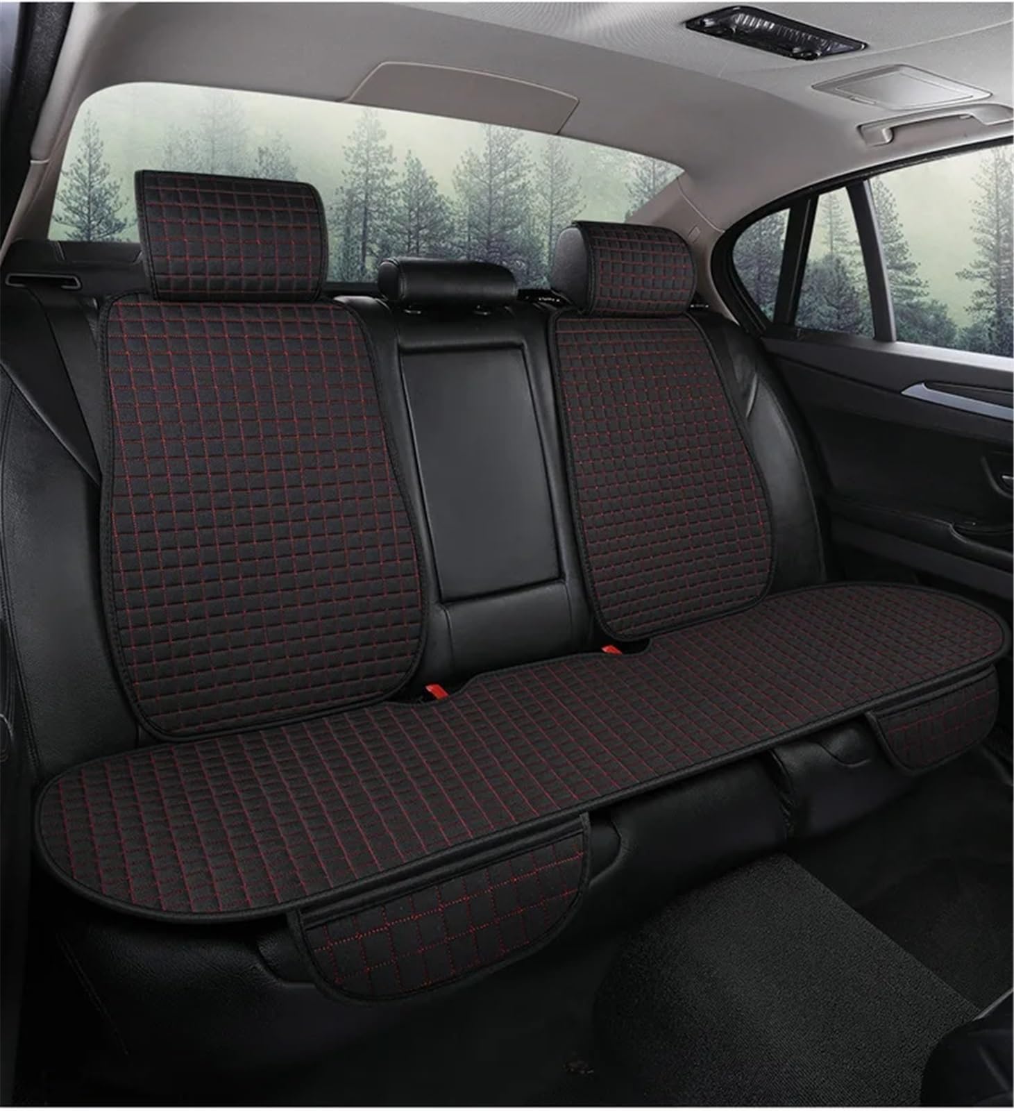 CVZXSDWLL Universal Auto Stuhl Sitzbezüge Kissen Schutz Matte Fahrzeug Liefert Vorne Hinten Pad Atmungsaktive Auto Sitz Schutz Pads Schonbezug Autositz(Red,Rear) von CVZXSDWLL