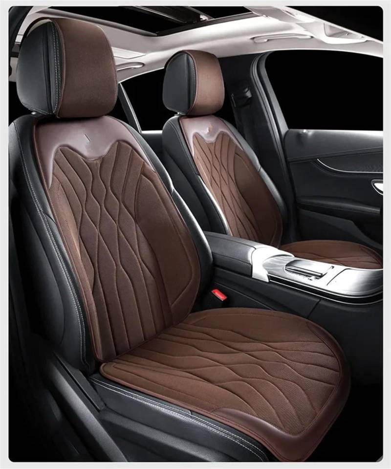 Universal Auto Sitzkissen Pad Nette Sitzbezüge Atmungsaktive Schlanke Auto Stuhl Matte Vier Jahreszeiten Auto Vorne/hinten Sitz Abdeckung Auto Zubehör Schonbezug Autositz(Brown,2pc front seat pad) von CVZXSDWLL