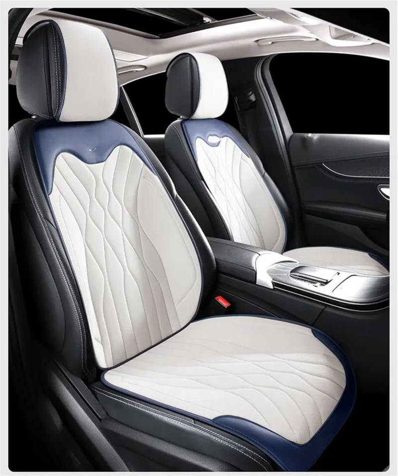 Universal Auto Sitzkissen Pad Nette Sitzbezüge Atmungsaktive Schlanke Auto Stuhl Matte Vier Jahreszeiten Auto Vorne/hinten Sitz Abdeckung Auto Zubehör Schonbezug Autositz(White,2pc front seat pad) von CVZXSDWLL