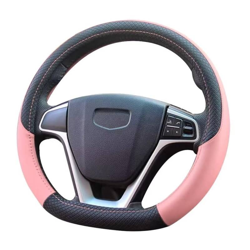 Autolenkradbezug aus Leder für Toyota Belta (2021) 2021, Rutschfester und verschleißfester Lenkradschutzbezug Autoinnenausstattung,D Shape-Pink von CWBFC