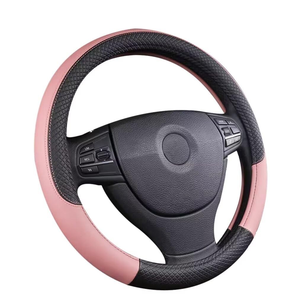 Autolenkradbezug aus Leder für Toyota Belta (2021) 2021, Rutschfester und verschleißfester Lenkradschutzbezug Autoinnenausstattung,Round-Pink von CWBFC