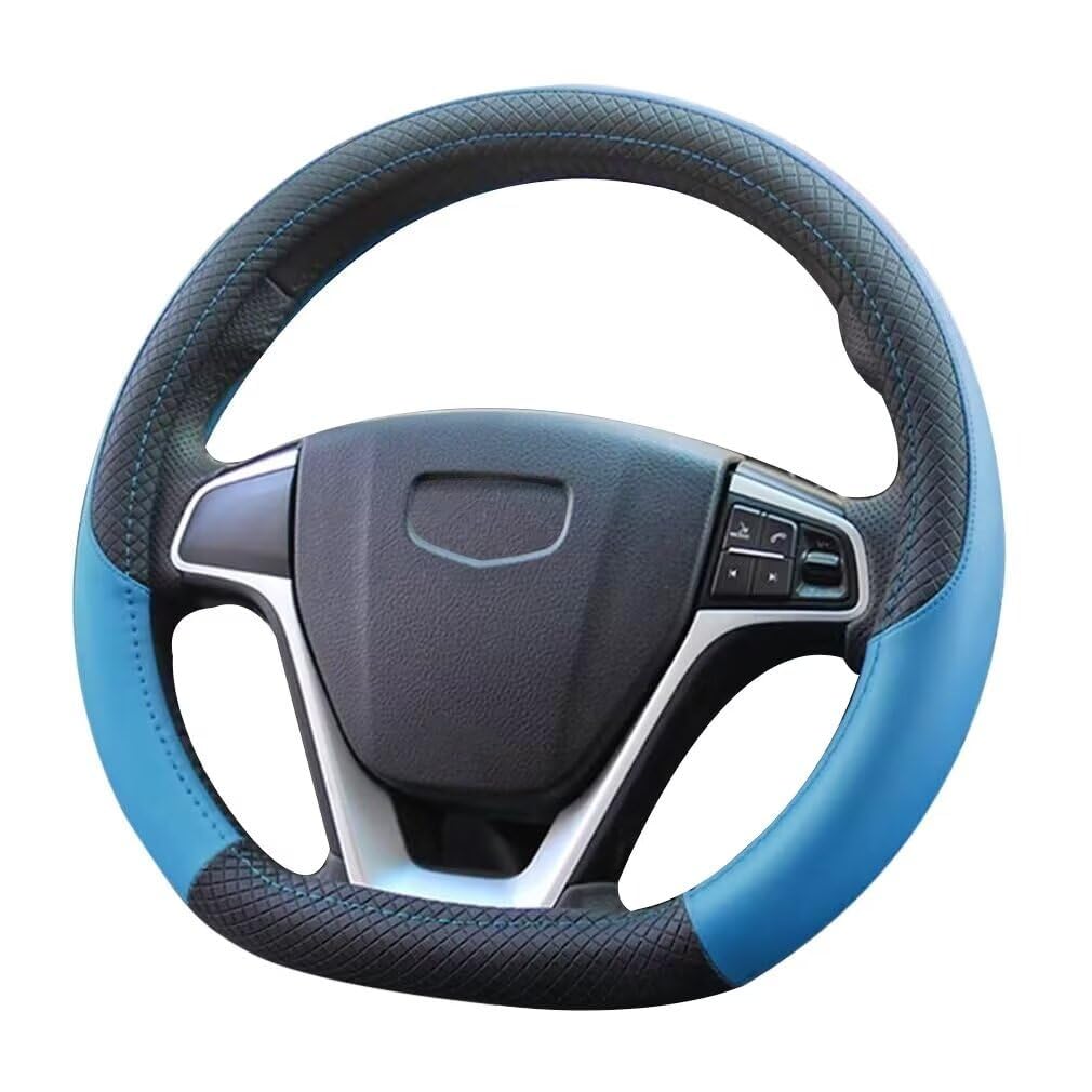 Autolenkradbezug aus Leder für Toyota Camry VII (XV50) 2011-2014, Rutschfester und verschleißfester Lenkradschutzbezug Autoinnenausstattung,D Shape-Blue von CWBFC