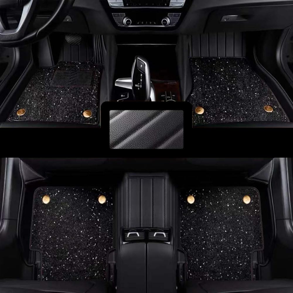 Nach Maß Fussmatten Auto für Audi A1 allstreet (GB) 2022. Doppelschichtiges Design Sternenhimmelteppich Antirutschmatte Auto Umweltfreundliches Leder,Black-LHD von CWMBJD