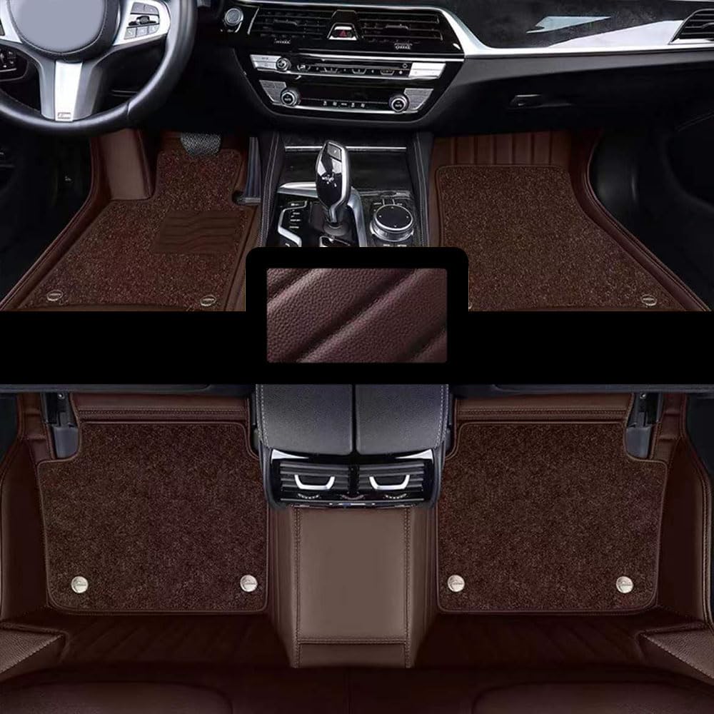 Nach Maß Fussmatten Auto für Audi Q5 I 2012-2016. Doppelschichtiges Design Sternenhimmelteppich Antirutschmatte Auto Umweltfreundliches Leder,Coffee-RHD von CWMBJD