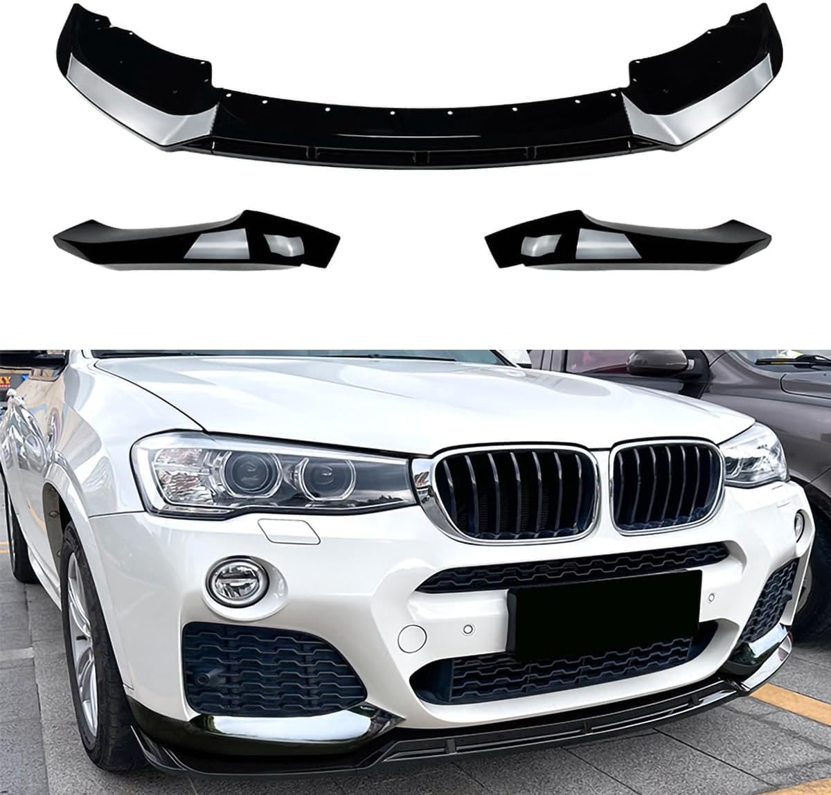 Auto Frontlippe Frontspoiler für BMW X3 F25 X4 F26 LCI 2014-2017 M Sport,Auto Frontspoiler Frontstoßstange Lippe Spoiler Auto Frontlippe Spoiler Lip Splitter Diffusor von CWMLB