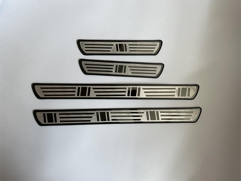 4 Stück Auto-Außenschutz-Edelstahl-Trittblech Einstiegsleisten Türschweller für Chevrolet Spark, Türschwellenschutz Abnutzungsschutz Schwellen-Styling,Black von CWMLS