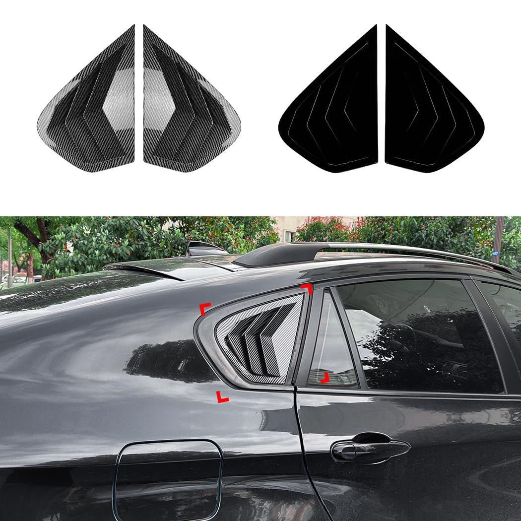 2PCS Auto Heck-Seitenfenster Lamellen für BMW X6 E71 2008-2014, ABS Louver Scoop Abdeckung Heckscheibe Dreieckige Dekoration,Gloss Black von CWMMKL