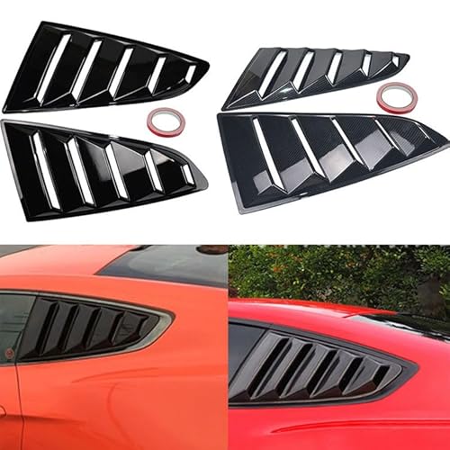 2PCS Auto Heck-Seitenfenster Lamellen für Ford Mustang 2015-2019, ABS Louver Scoop Abdeckung Heckscheibe Dreieckige Dekoration,Glossy Black von CWMMKL