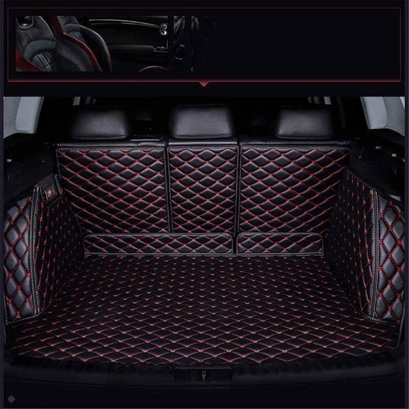 Auto Kofferraummatte für Hyundai Tucson NX4 2021-2023, Vollständige Abdeckung Leder Anti-Scratch Anti-Slip Kofferraum Schutz Kofferraum Abdeckung Auto Innen Zubehör,Black-red von CWMMS