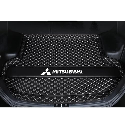 Auto Kofferraummatte für Mitsubishi Eclipse Cross PHEV 2021 2022 2023, Leder Anti-Scratch Anti-Slip Kofferraum Schutz Kofferraum Abdeckung Auto Innen Zubehör,Black-beige von CWMMS