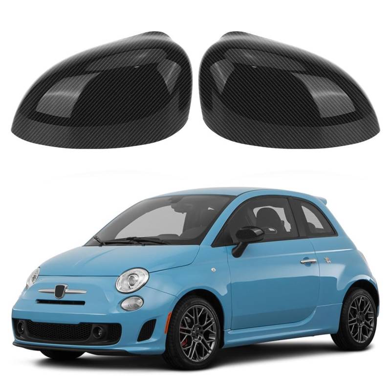 1 Paar Auto-Außenspiegel-Abdeckungen für FIAT 500 500C 500E Abarth 500 Grande Punto 2007-2024, Auto-Rückspiegelgehäuse-Abdeckung Autotür-Rückspiegelabdeckung Ersatzteile, Autoteile,A von CWYLF