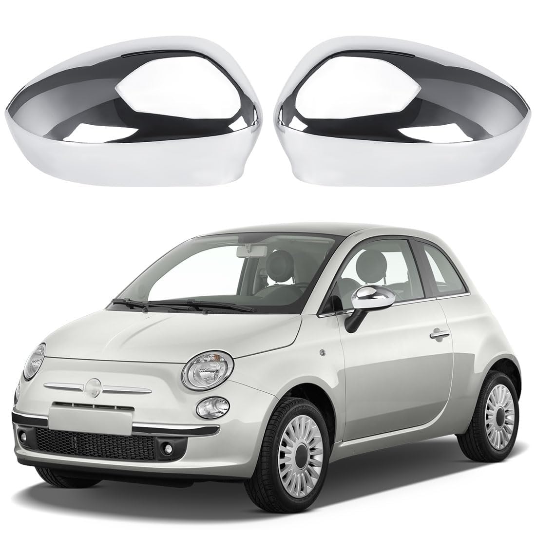 1 Paar Auto-Außenspiegel-Abdeckungen für FIAT 500 500C 500E Abarth 500 Grande Punto 2007-2024, Auto-Rückspiegelgehäuse-Abdeckung Autotür-Rückspiegelabdeckung Ersatzteile, Autoteile,B von CWYLF