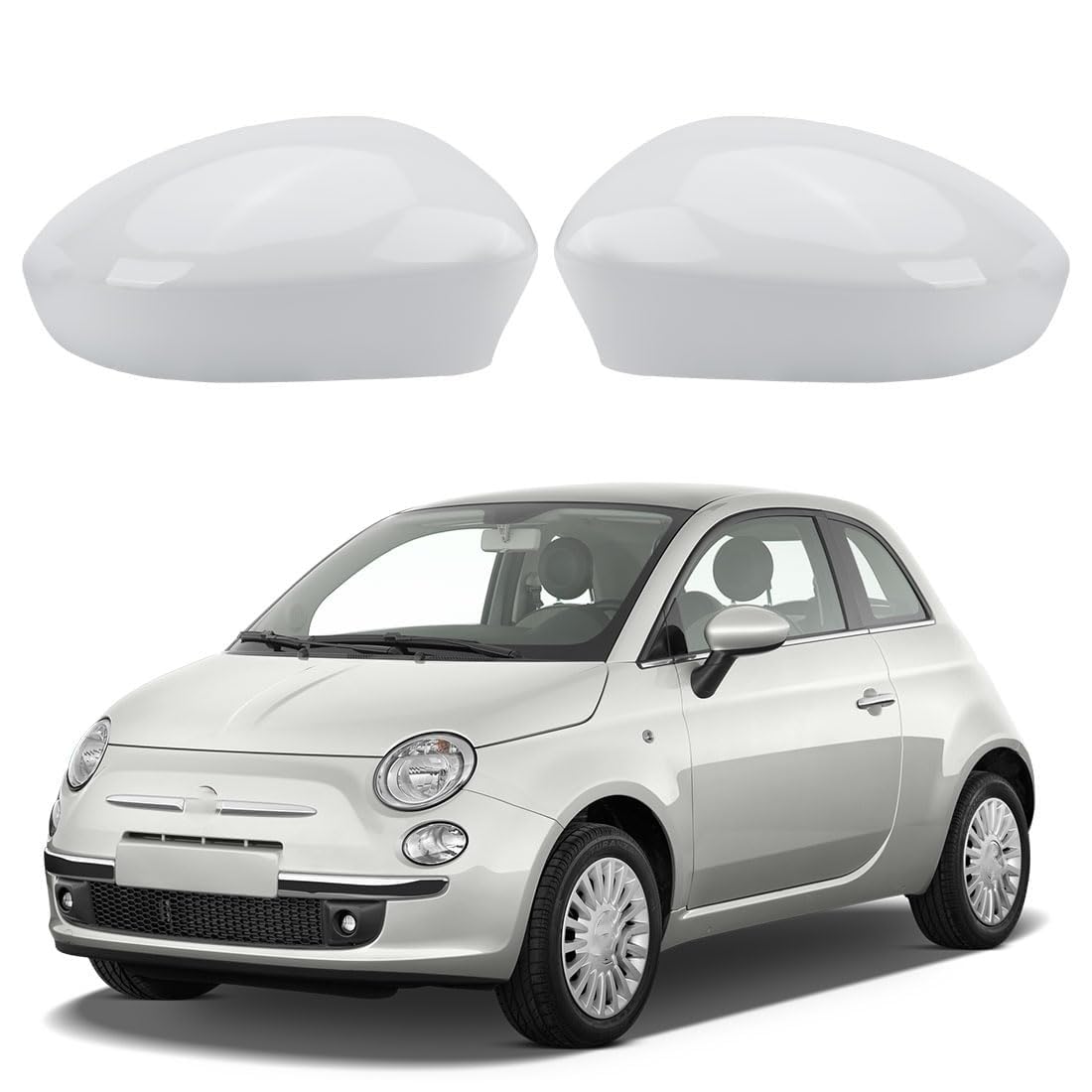 1 Paar Auto-Außenspiegel-Abdeckungen für FIAT 500 500C 500E Abarth 500 Grande Punto 2007-2024, Auto-Rückspiegelgehäuse-Abdeckung Autotür-Rückspiegelabdeckung Ersatzteile, Autoteile,C von CWYLF