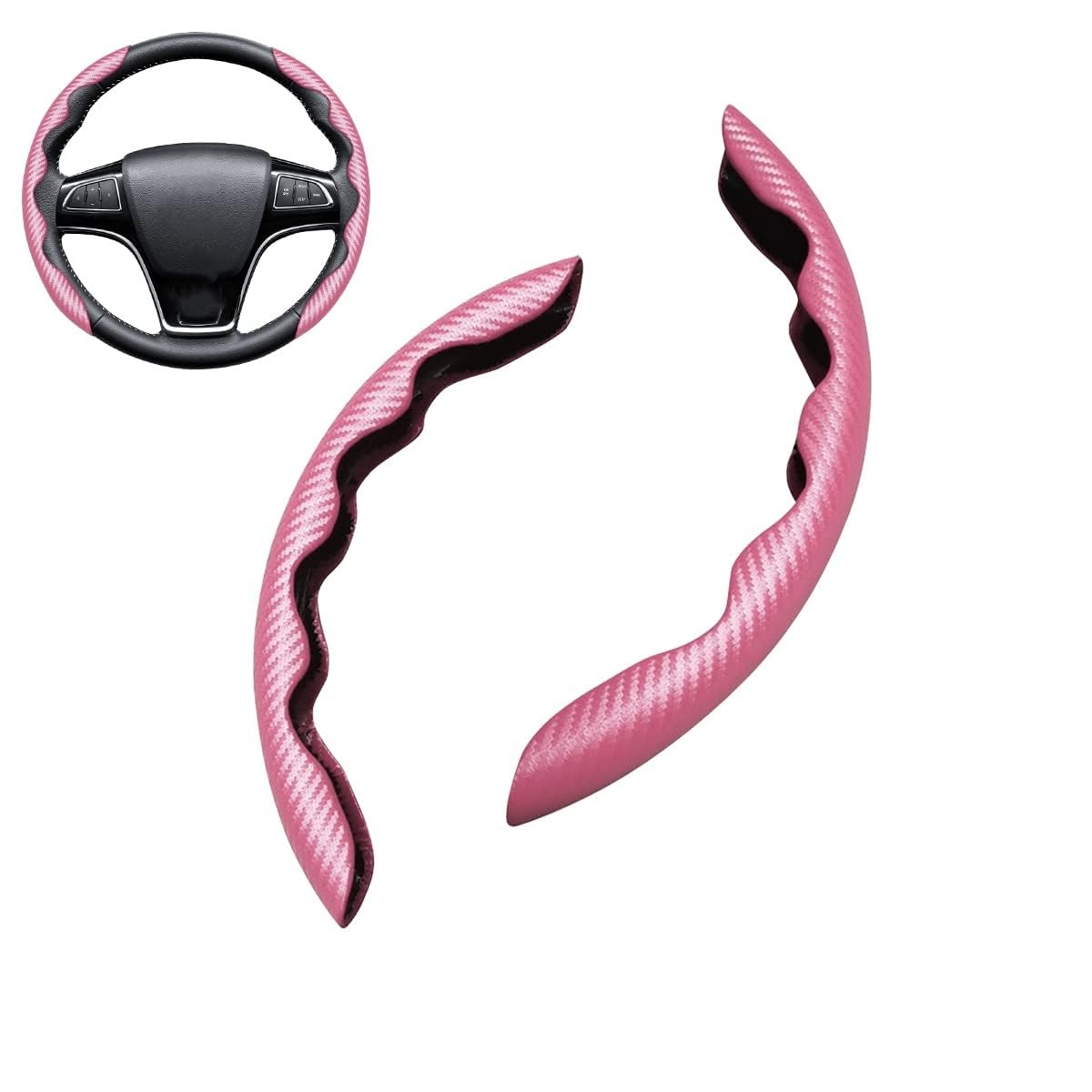 Auto-Lenkradbezug für Hyundai i30 III Fastback 2020, Rutschfester atmungsaktiver segmentierter Lenkradschutz Autoinnenausstattung,Pink von CWYLF