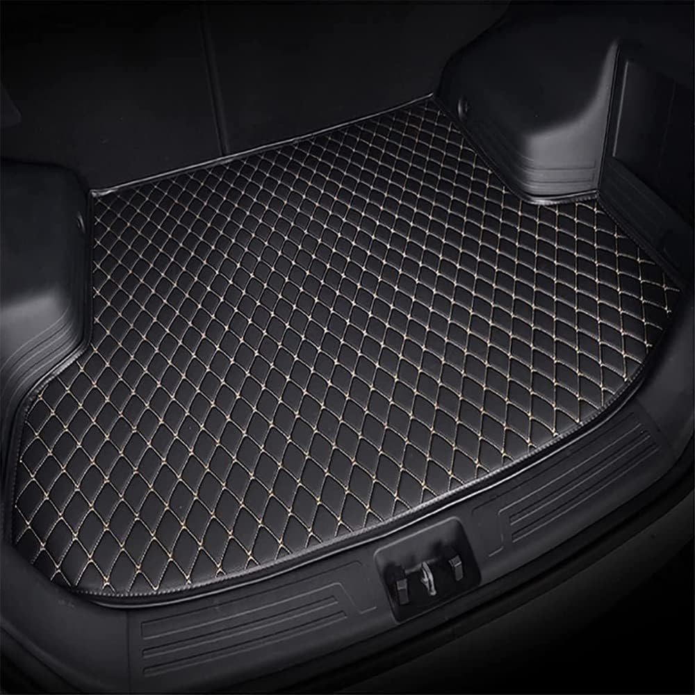 Kofferraummatten für Chrysler Grand Voyager 2011-2014, Leder-Kofferraummatten-Schutzpolster wasserdicht Kratzfest rutschfest Autozubehör,Black-beige von CWYLF
