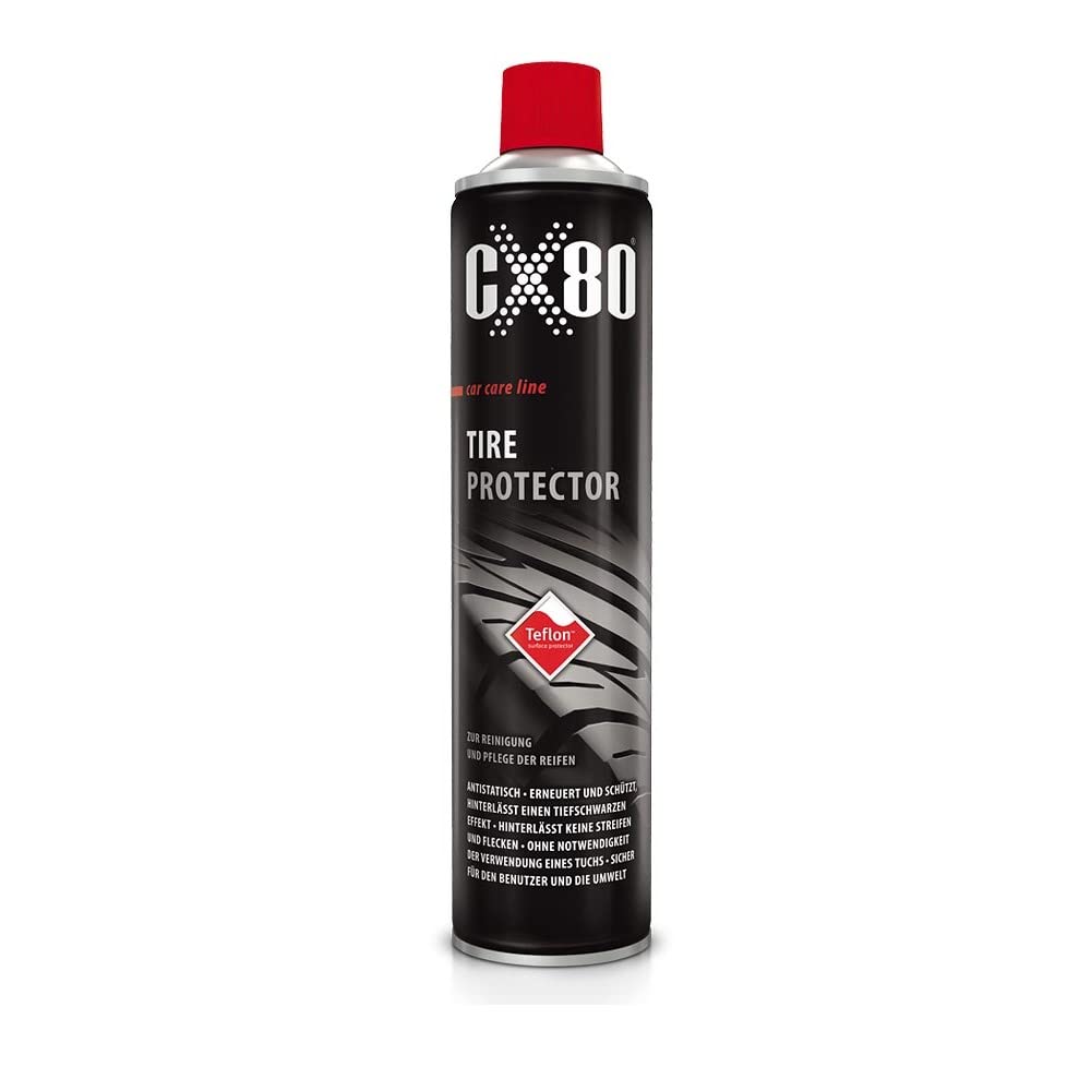 CX80 | Tire Protector | Reifenglanz, Reifenpflege für Auto, Motorrad, Roller | Hochwertige Inhaltsstoffe verlängern Lebenszeit der Reifen | Aus CX80 Autopflege Set | 600ml Flasche von CX80