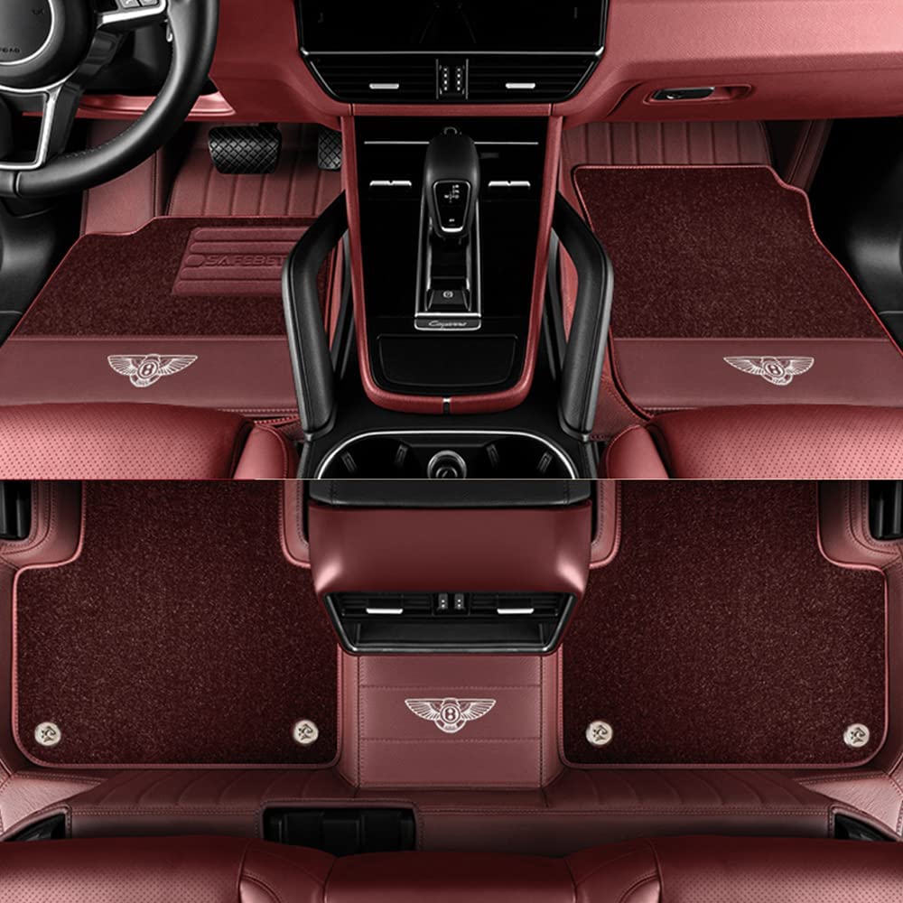 Auto Fußmatten für Bentley Continental GTC Cabriolet 2.Gen/GTC Speed 2011-2018 Individuell rutschfest Wasserdicht Auto Fußpolster Bodenmatte Teppiche Interieur Zubehör,A von CXFFB