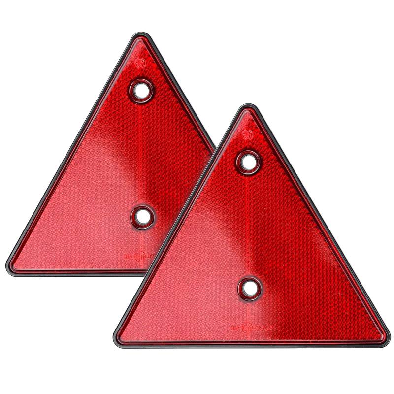 CXTM Anhänger Reflektor Dreiecke, 2 Pack, Standard Reflektor für Anhänger hinten, Dreieck Rückstrahler rechts Links, Rücklicht Hänger Dreieck Lochabstand, e-geprüft (RED) von CXTM