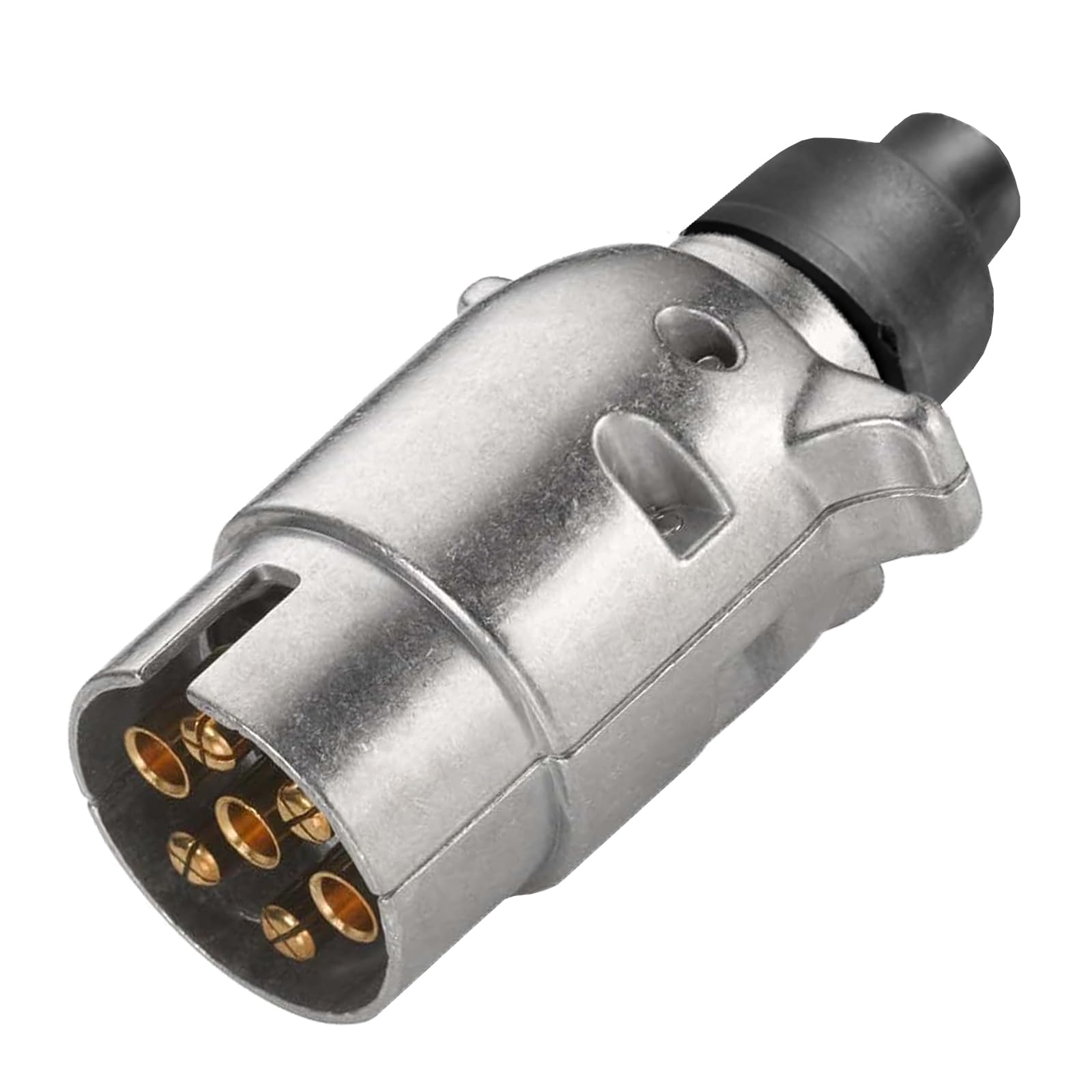 CXTM Metall 7 Polig Anhänger Stecker Set,mit Montagezubehör,12V Wasserdicht 7-pol Anhänger Stecker und Steckdose Aluminiumgehäuse Nach ISO 1724,für Anhänger Wohnwagen RV,AHK Adapter (Stecker) von CXTM